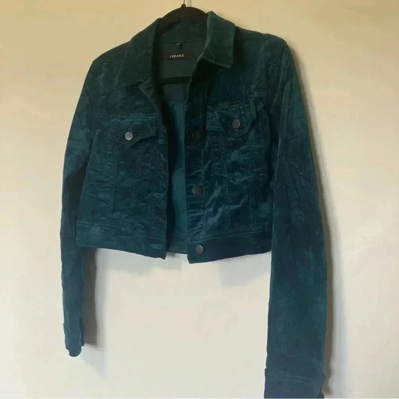J Brand  Faye Shrunken jacket velvet crop emerald XS - Picture 3 of 7